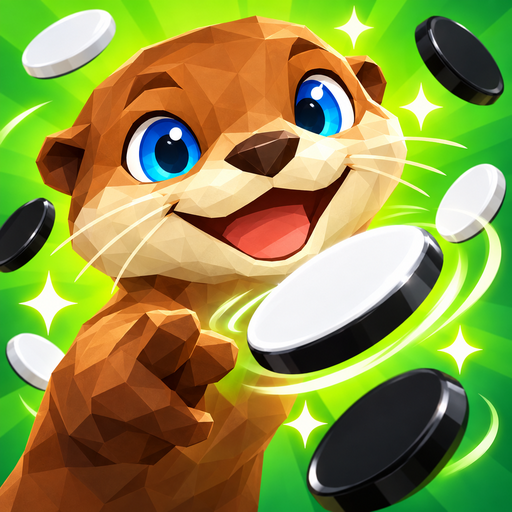 A cheerful low-poly otter holding out a Reversi board